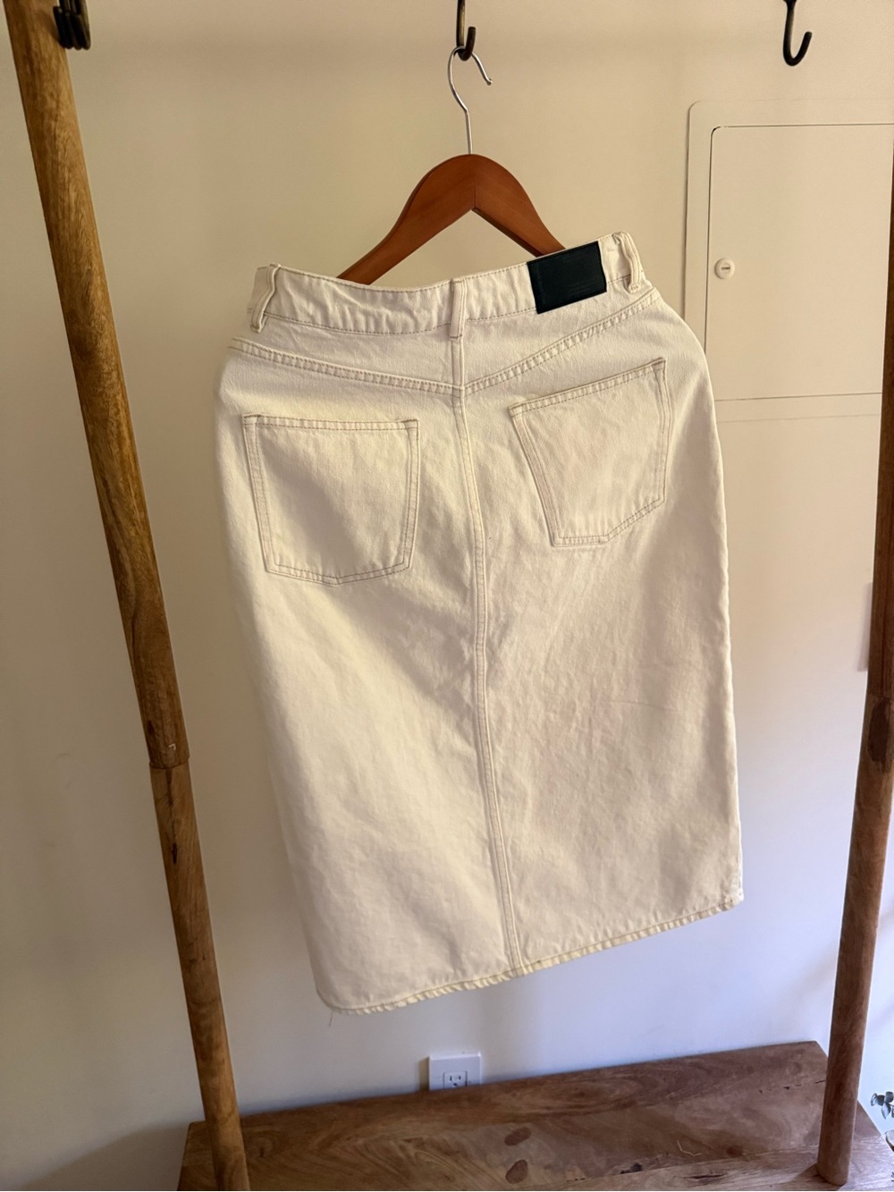 Frank & Oak Off-White Denim Midi Skirt